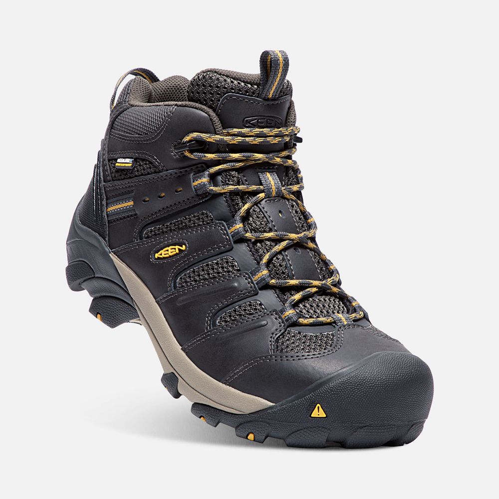 Keen Trekking Bot Erkek Siyah Kahverengi - Lansing Mid Waterproof (Steel Toe) - Türkiye NULH25931